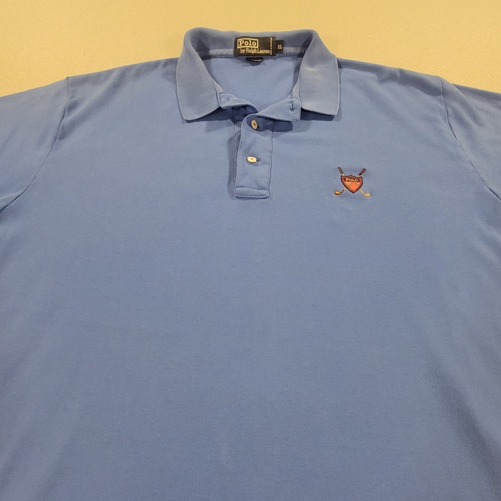 Polo Ralph Lauren Short Sleeve Polo Shirt Mens XL Blue‎ Golf Crest Cotton Y2K